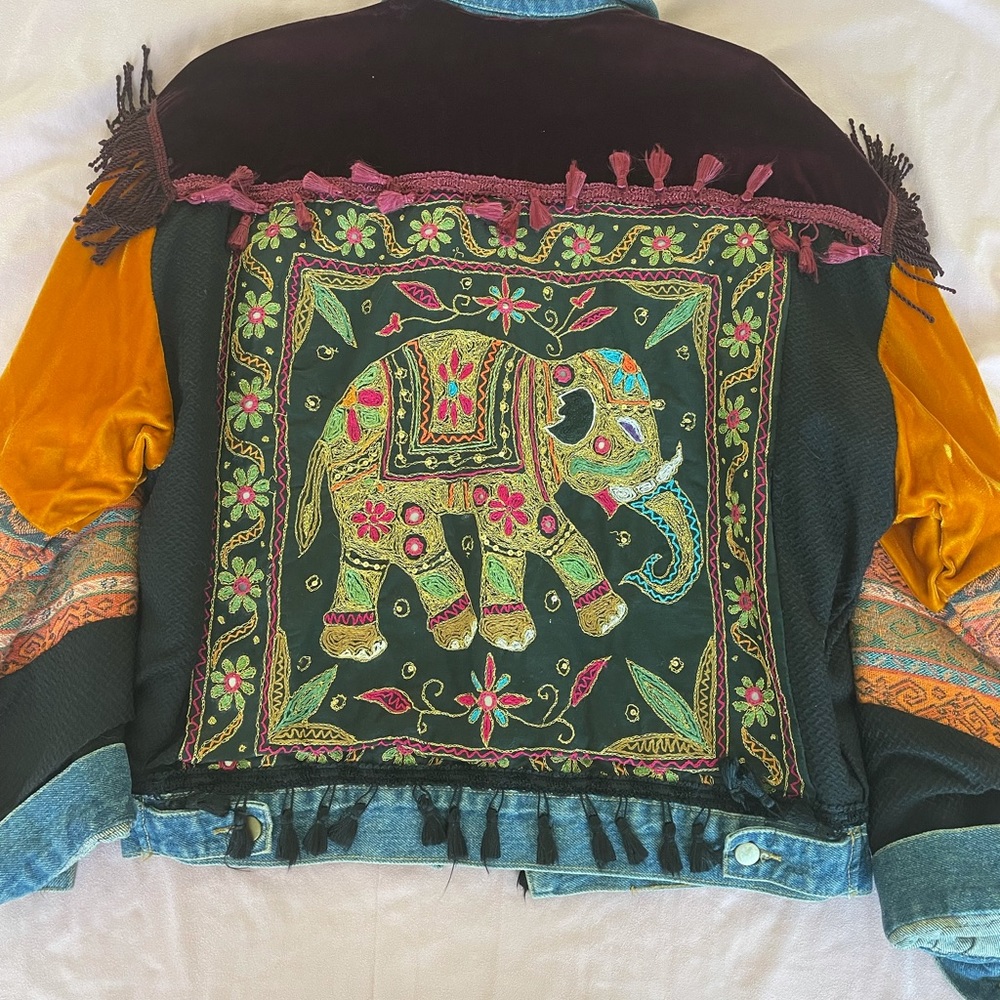 Vintage 1990's by designer Ann Ferriday one of a kind denim embellished jacket - Picture 2 of 9